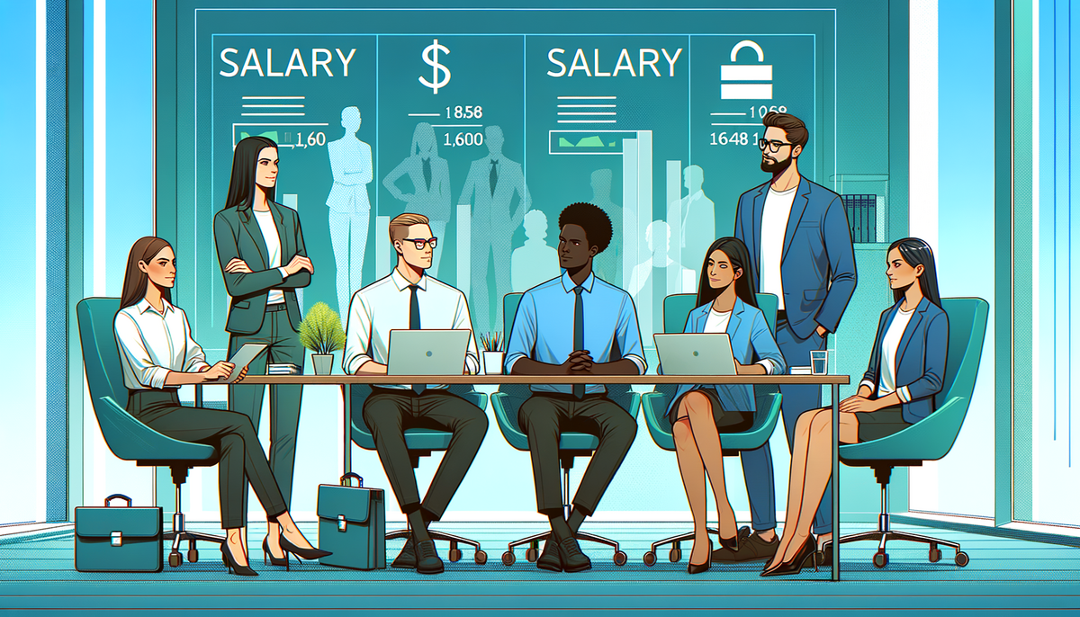 Gehaltstransparenz im Unternehmen - diverse Professionals mit Gehaltscharts